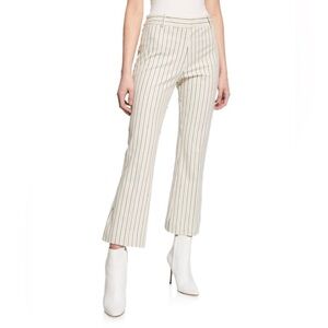 Derek Lam 10 Crosby Pinstripe Flared Leg Trouser Pants Cream Black Size 8